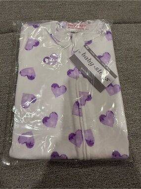 Baby Girl Baby Steps Pjs. Purple Hearts. Footie. Zip closure.